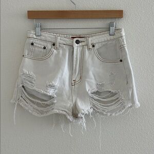 Signature8 White Distressed  Denim Shorts